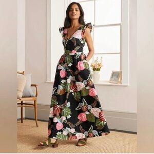 Boden Floral Black Maxi Dress SZ 6P